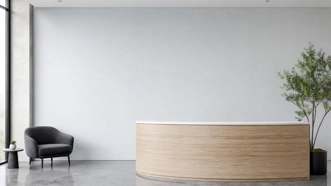 Pale gray office reception wall