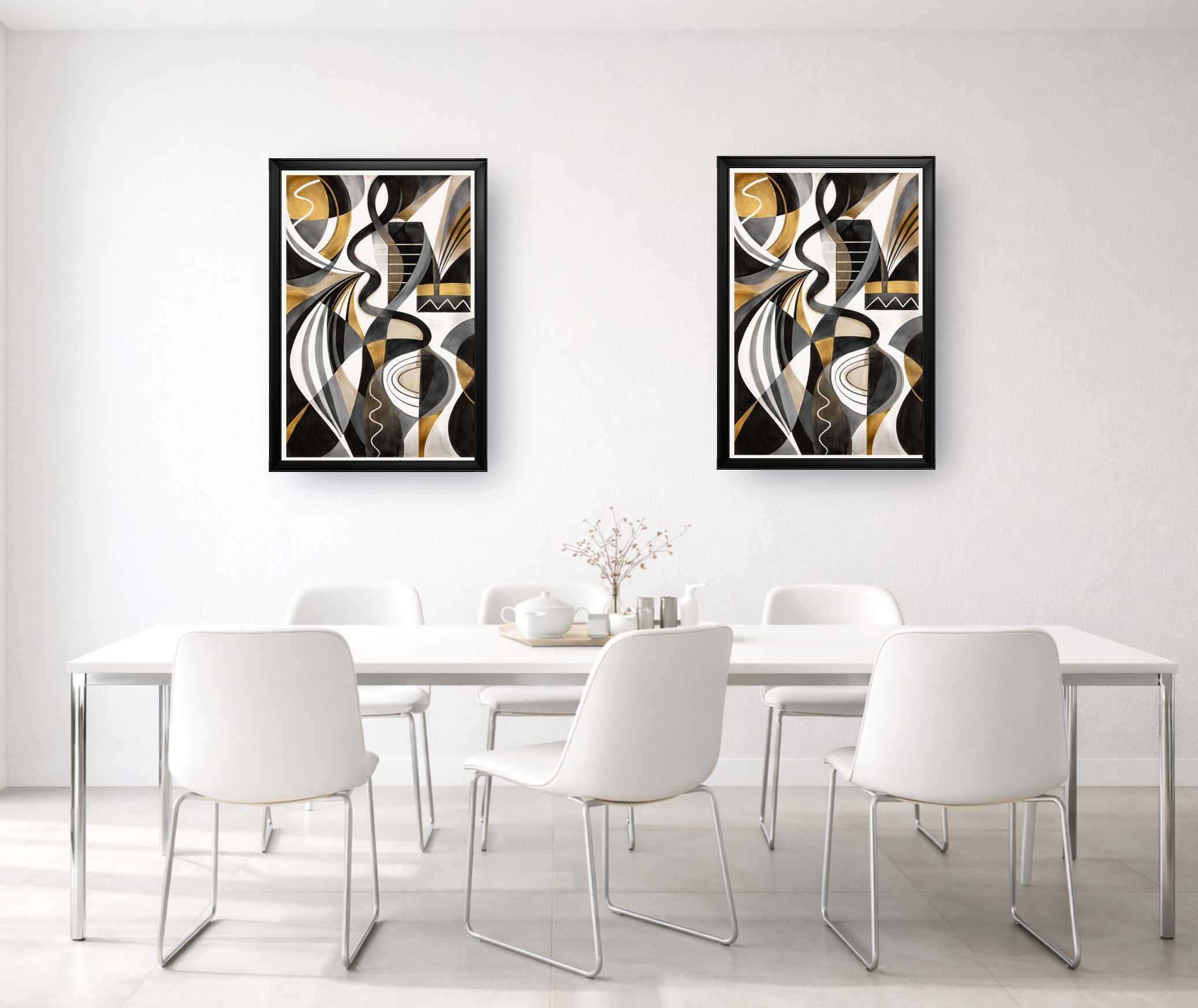 A living room wall art mockup showing framed artwork centered above a sofa with clear spacing and scale